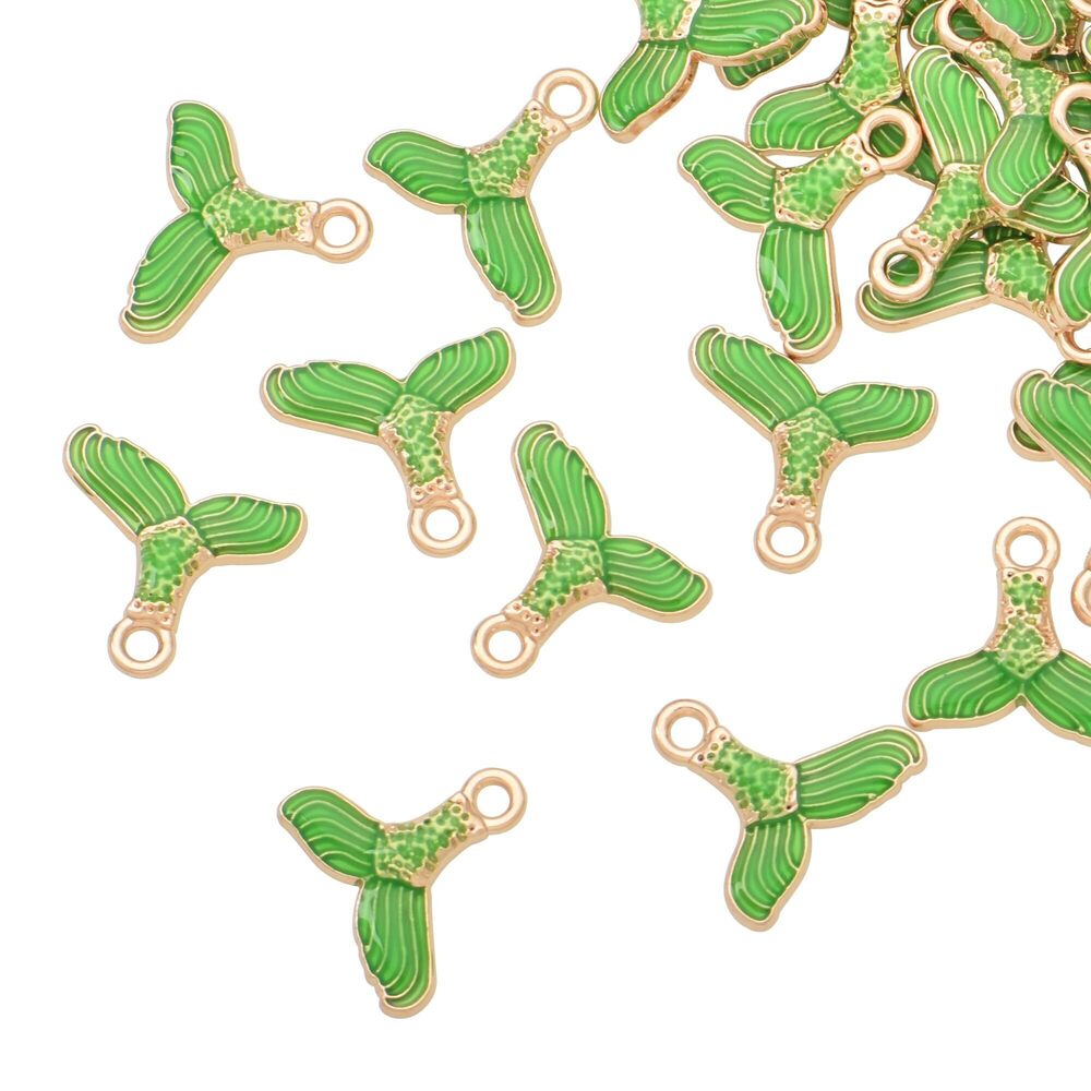 5656 Pack of 80 Mermaid Tail Enamel Charms Gold Plated Colored Pendants